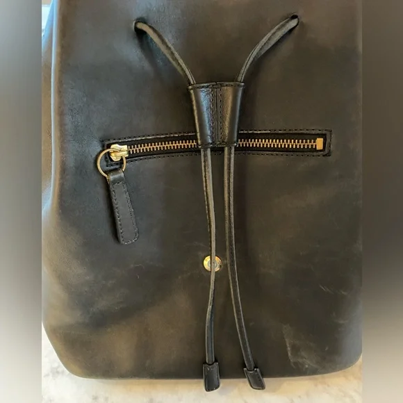 Vintage Coach Legacy West Leather Drawstring Backpack / Black display picture 2